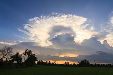 Iridescent pileus cloud or irisation clouds. The beautiful natural phenomenon