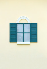 Vintage window with wall background