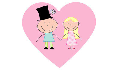 Cartoon couple in love in the heart of the West
