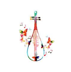 Colorful Chinese lute design