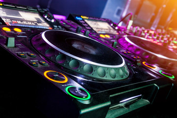 DJ CD player and mixer - obrazy, fototapety, plakaty