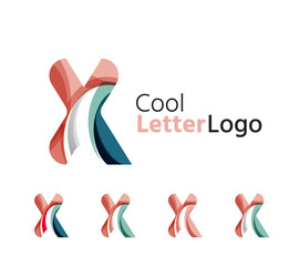 Set of abstract X letter company logos. Business icons