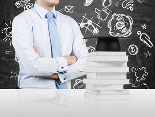 Student with the crossed hands