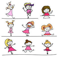 Naklejka premium hand drawing happy kids