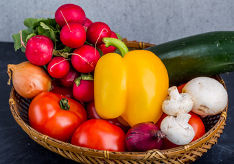 Fresh vegetables in the basket