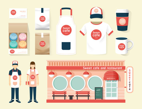 Vector restaurant cafe set shop front design,flyer, menu,package