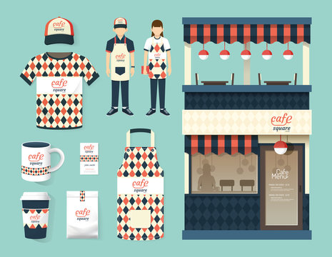 Vector restaurant cafe set shop front design,flyer, menu,package