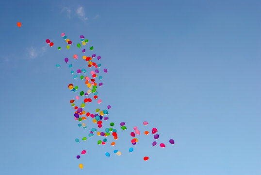 A lot of balloons in the sky