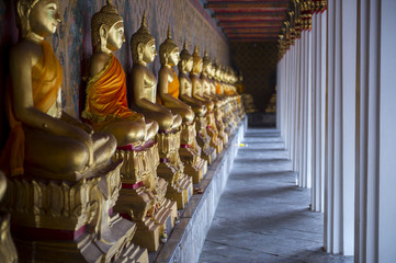 Buddhist Temple Golden Buddhas Bangkok Thailand