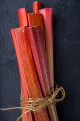 Rhubarb on a black background