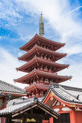 Fototapete Tokyo Sensoji Temple Fünfstöckige Pagode © oben901