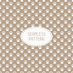 Seamless pattern with animal footprints, cat, dog. Wrapping