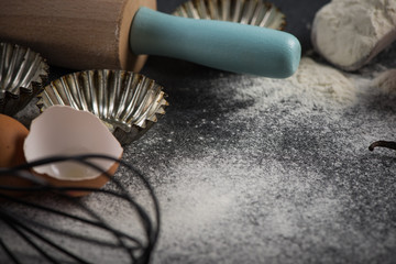 Baking background with ingredients