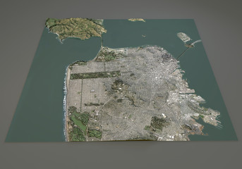 San Francisco, Usa, vista satellitare, mappa in 3d