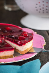 Homemade summer berries fruit cheesecake