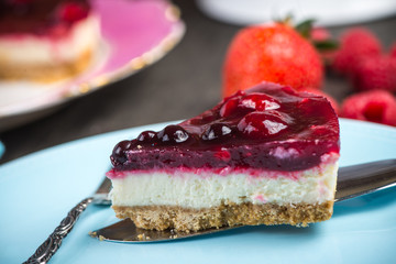Homemade summer berries fruit cheesecake
