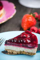 Homemade summer berries fruit cheesecake