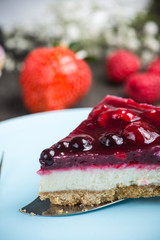 Homemade summer berries fruit cheesecake