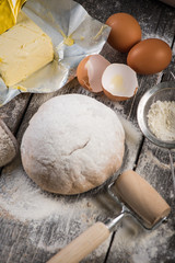 Ingredients for baking and homemade dough