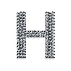 Metallic spheres alphabet letter symbol - H isolated on white ba
