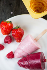 Homemade organic summer fruit ice cream