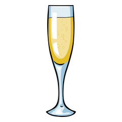 Vector Cartoon Glass of Champagne
