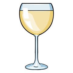 Vector Cartoon Glass of White Wine