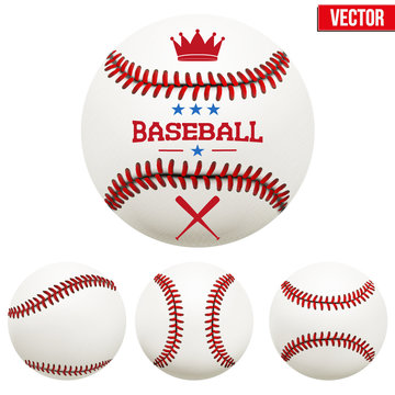Set of baseball leather balls