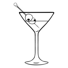 Vector Lineart Martini Glass with Olives
