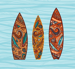 Set of surfboards. Surfing summer.