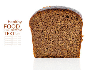 Rye bread slice isolated on white background