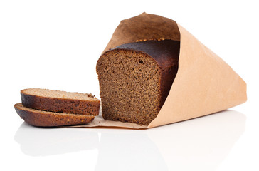 Rye bread slice isolated on white background