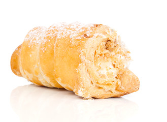 puff rolls with cream on white background