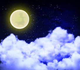 Obraz na płótnie Canvas full moon on a cloudy night sky