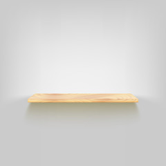 Wood shelf attached to the wall.