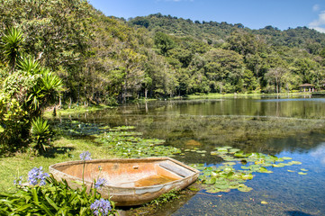 Lake with small boat in Selva Negra, Matagalpa, Nicaragua


