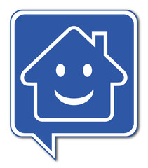 Logo maison et sourire.