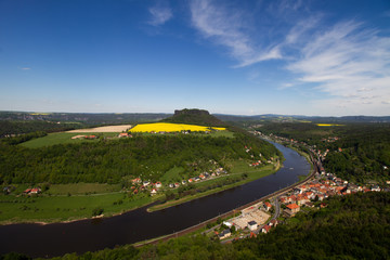 Fototapeta na wymiar Die Elbe, Sicht von der Festung Königstein