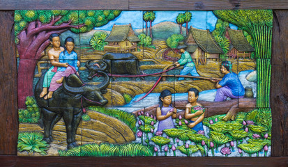 Fototapeta na wymiar Agriculture murals Thailand
