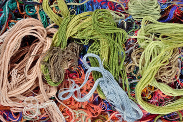 Colorful embroidery floss background