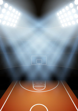 Background for posters night basketball stadium