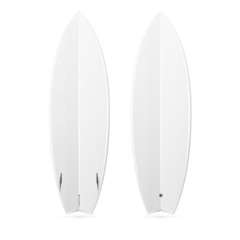 Two-sided blank surfboard isolated on white
