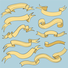 Vintage ribbon banners, hand drawn