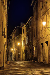 Fototapeta na wymiar mysterious narrow alley with lanterns