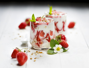 Starwberry parfait. Delicious and healthy dessert