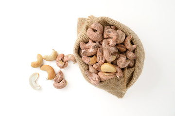 cashew nut in sack bag