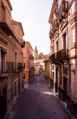 Fototapeta na wymiar View of Agira street, Sicily