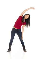 Naklejka premium Model stretching isolated on white