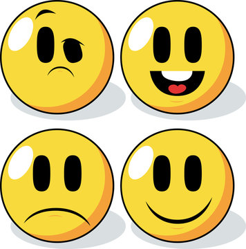 An icon set of four cartoon smiley faces.