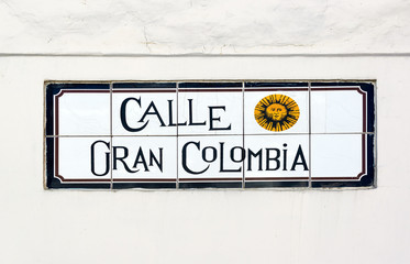 Gran Colombia Street Sign in Cuenca